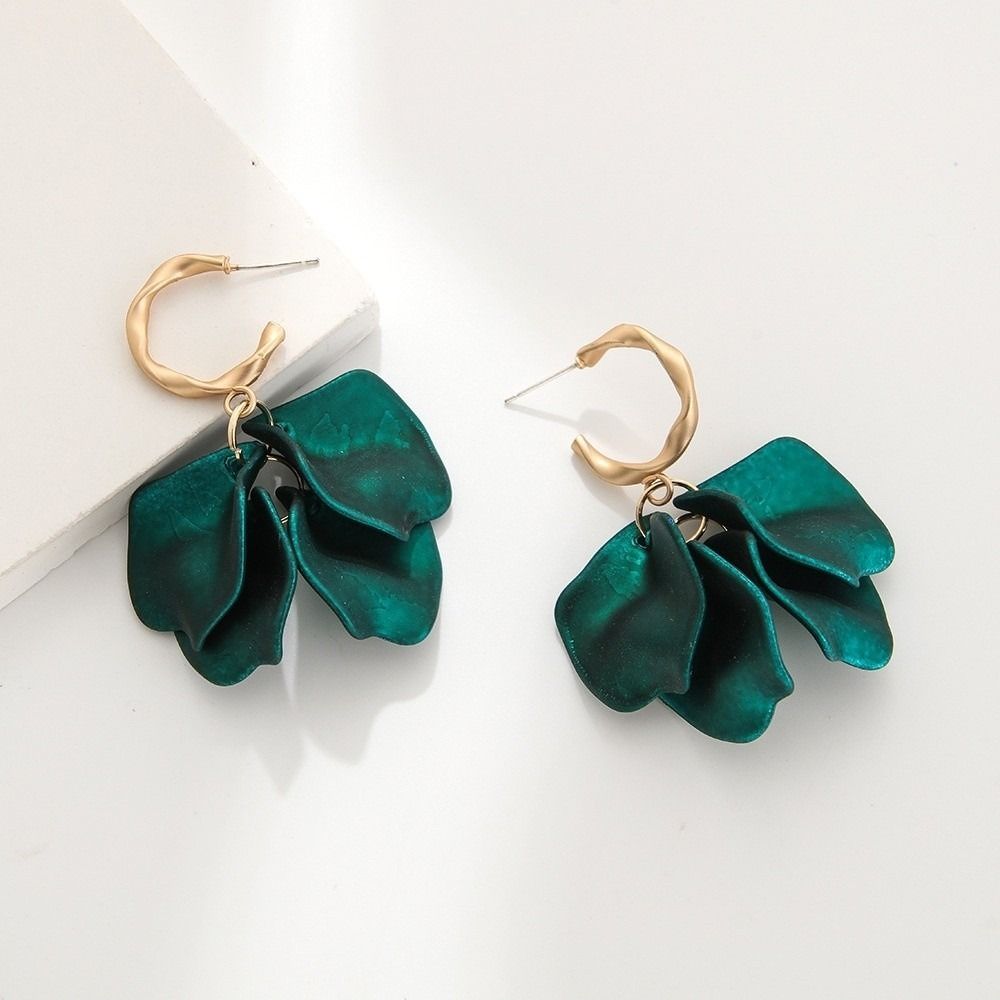 Elegant Flower Petal Leaves Drop Earrings Colorful Boho Style Tassel Dangle Earrings Irregular Hook Eardrop Gifts