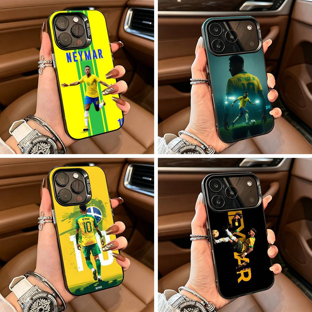 Capa de Celular de Futebol 10-N-Neymar Para iPhone 17,16,15,14,13,12,11 Plus Pro Max Capa de Celular Colorida Prateada