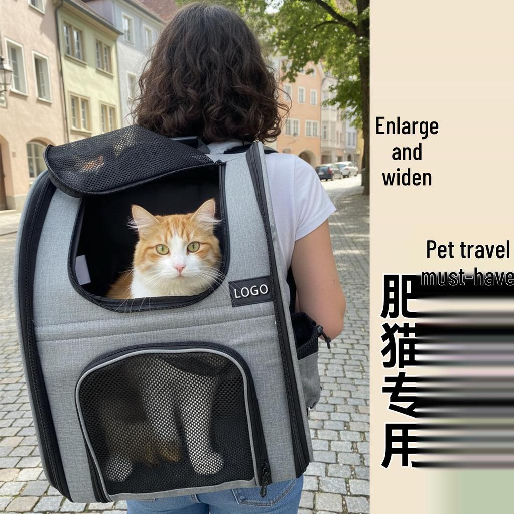 Foldable Expandable Pet Backpack with Adjustable Height and Customizable Logo – Breathable Double-Shoulder Design for Outdoor Use