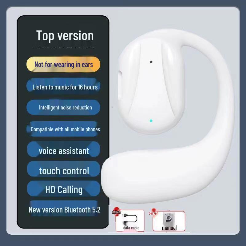 In-Ear Bone Conduction Wireless Bluetooth Headphones: Sweatproof, Ultra-Long Battery, for Running & Sports, Compatible with Apple & Android.