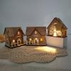 Christmas Wooden Atmosphere Luminous Small Wooden House Decorations Home Furnishings Holiday Wooden Handicraft Decorations