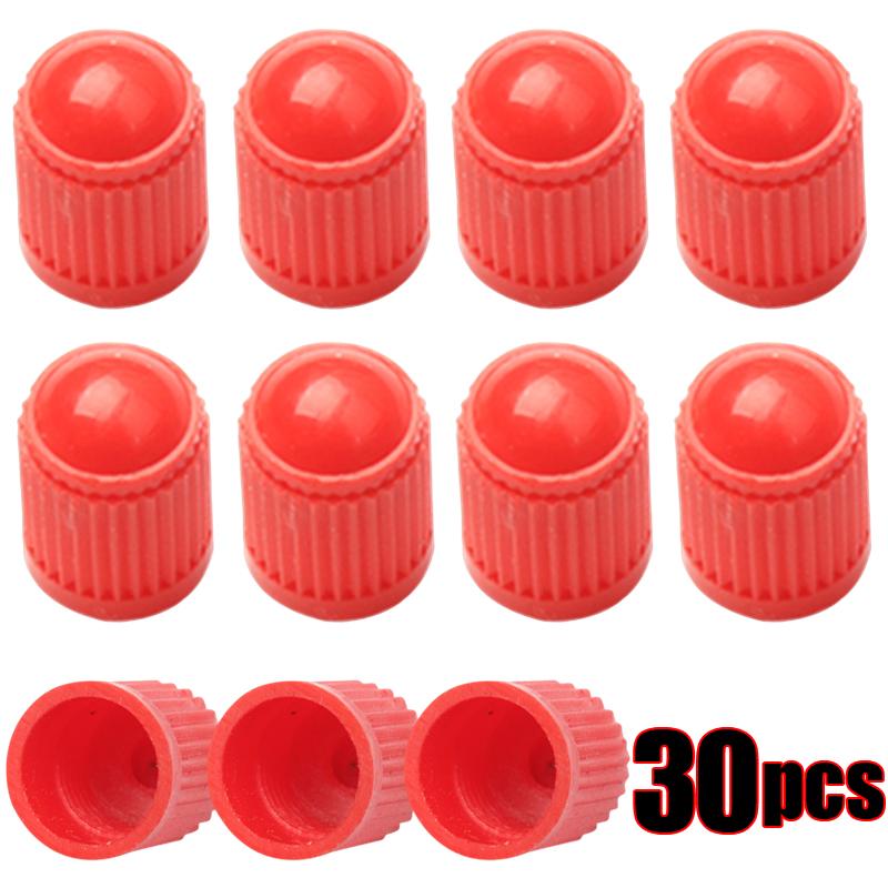 30PCS Car Tire Valve Plastic Black Bike Tyre Valve Caps with O Rubber Ring Covers Dome Shape Dust Valve for Car Motorcycles