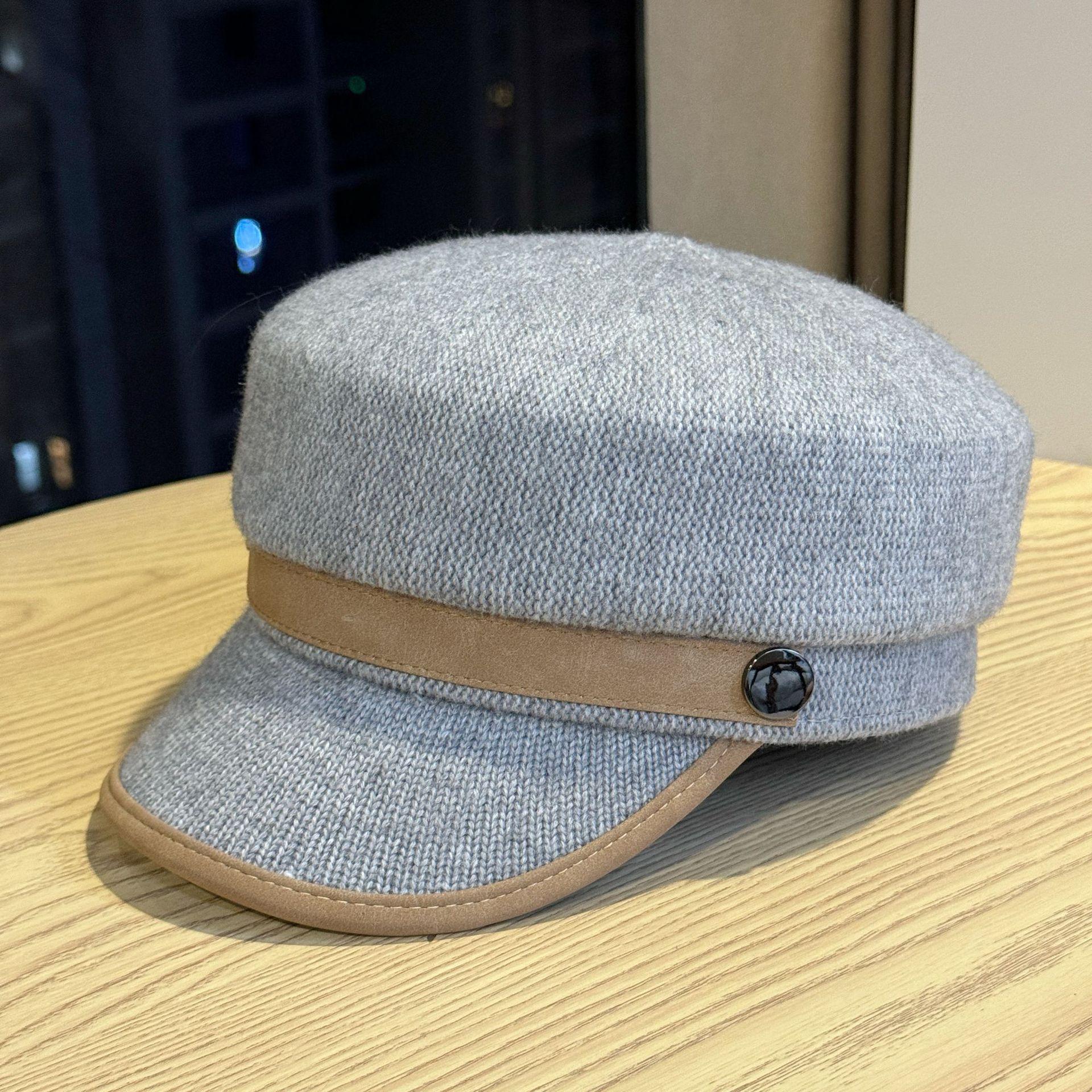 

Новая британская ретро вязаная восьмиугольная шляпа для женщин на осень и зиму, корейский стиль, делающая лицо маленьким, берет, большой обхват головы, кепка газетчика Adjustable