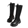 Thick-soled Heightening Muffin-bottom Martin Boots for Women's 2025 Winter New High-top Lace-up But Knee Boots