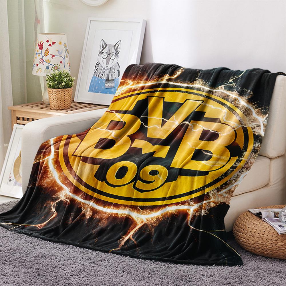 Borussia Dortmund Logo Print Flannel Blanket, High Quality Comfortable for All Seasons, Home Decor, Warmth and Comfort, Perfect for Christmas Gifts