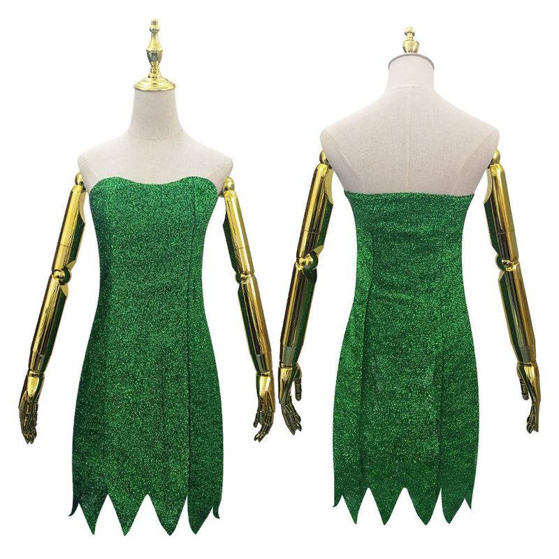 

Jujiyuan Cosplay In-Stock Cosplay Anime Cartoon Cosplay Tinker Bell Fairy Green Dress Image color XXL