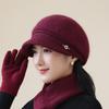 Fashionable Fur Ball Hat Windproof Duck Tongue Wool Hat for Middle aged and Elderly Women Winter Outdoor Warm Knitted Hat Fashionable
