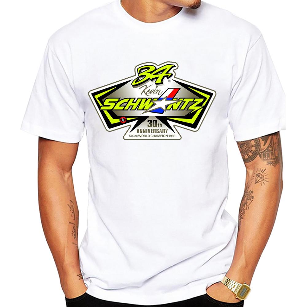 Kevin Schwantz 34 Leggenda delle Gare GP Anni '90 T-Shirt Estiva Uomo Manica Corta Sport d'Avventura Casual Top Bianco Uomo Motociclista Magliette