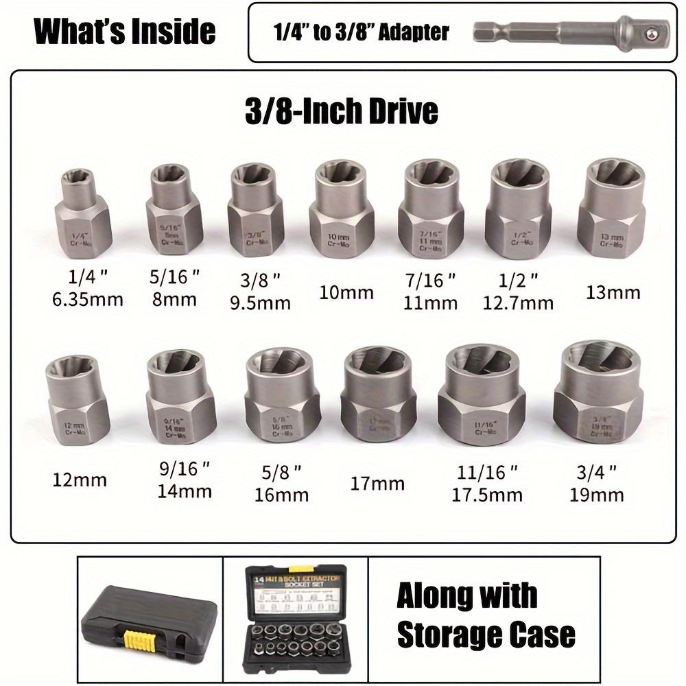 14 teile/satz Gebrochen Mutter Extractor Nahen Fliegen 3/8 Zoll Geeignet
