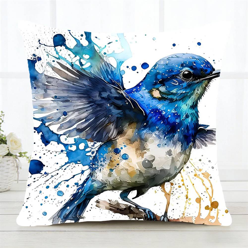 Art Bird Pillow Case Fashion Square Pillowcase Bedroom Sofa Room Ins Decoration Leisure