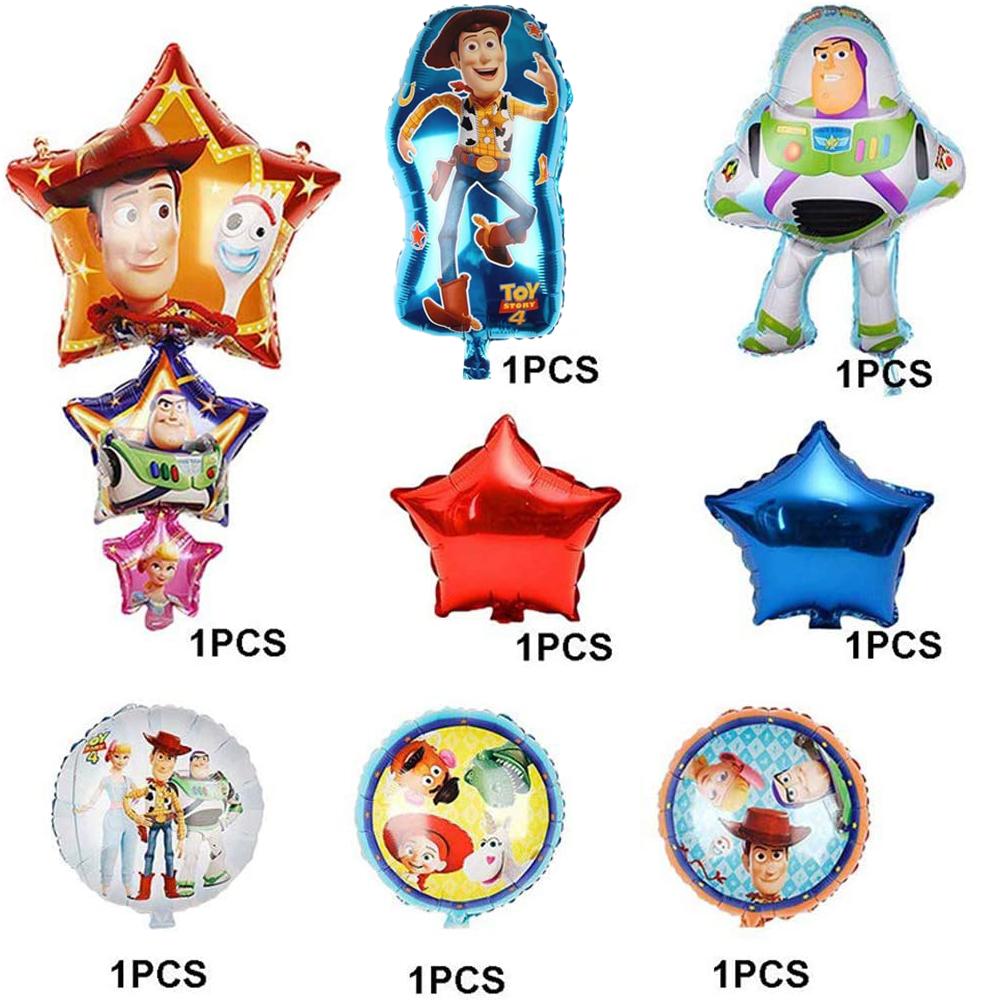 8 st Folieballonger Dekorationer Set för Toy Story Tecknad Temafest Dekoration