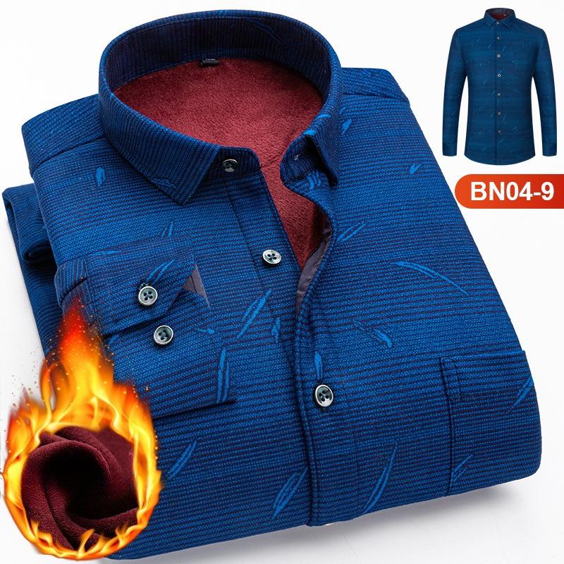 Winter Sherpa Lined Flannel Shirt Jackets for Men Long Sleeve Button Down Fleece Dress Shirts Men's Casual Warm Comfortable Thermal Shirt With Pockets