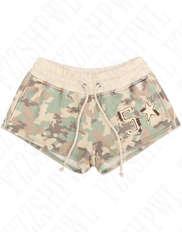 Y2K American Retro Camouflage Bandeau & Shorts Set