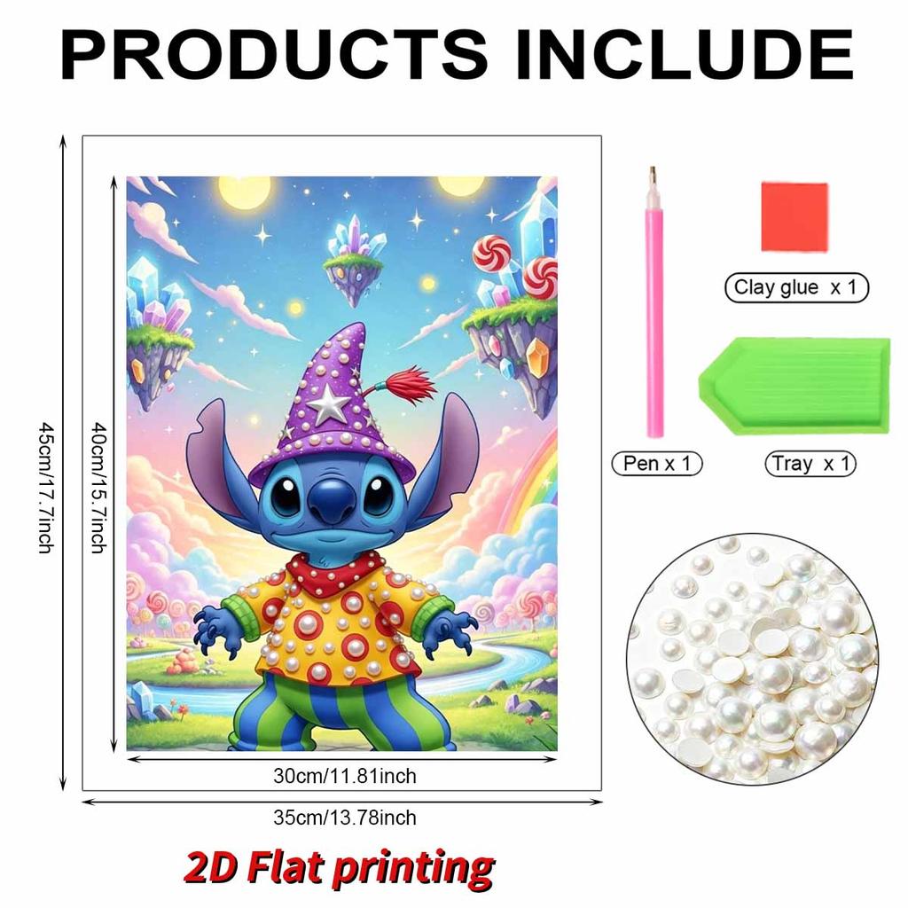 Disney Pearl Painting Stitch Pearl Wizard Hat Candy Wonderland Art 5D Exquisite Landscape Sparkling Craft Home Wall Decoration DIY Handmade Gift