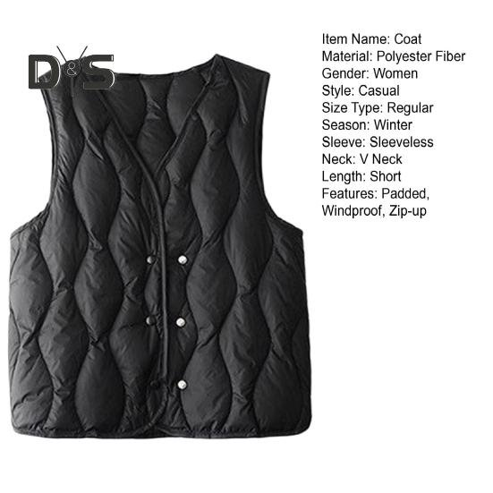Zimní Dámské Vrstvení Vesta Kabát Vycpaný Knoflík Zapínání Výstřih Bez rukávů Jednobarevné Odolné vůči teplu Venkovní Péřová vesta