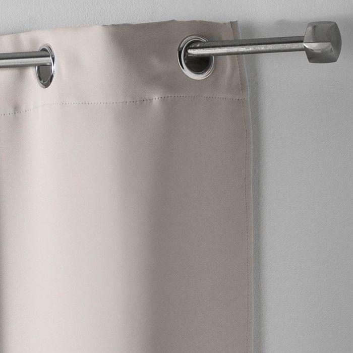 Rideau occultant - Uni - Ecru - 140 x H180 cm - 100% polyester - 8 œillets argent