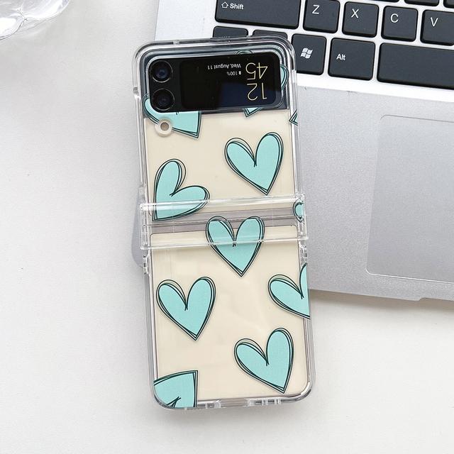 

Чехол для Samsung Galaxy Z Flip 3 4 5g, милый чехол с сердечком и цветком, прозрачный жесткий защитный чехол для ПК, полная защита, чехол для телефона For Samsung Z Flip 3