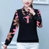 M-5XL primavera otoño nueva camisa con cuello tipo Polo para mujer moda mamá blusa de manga larga Camiseta holgada con estampado