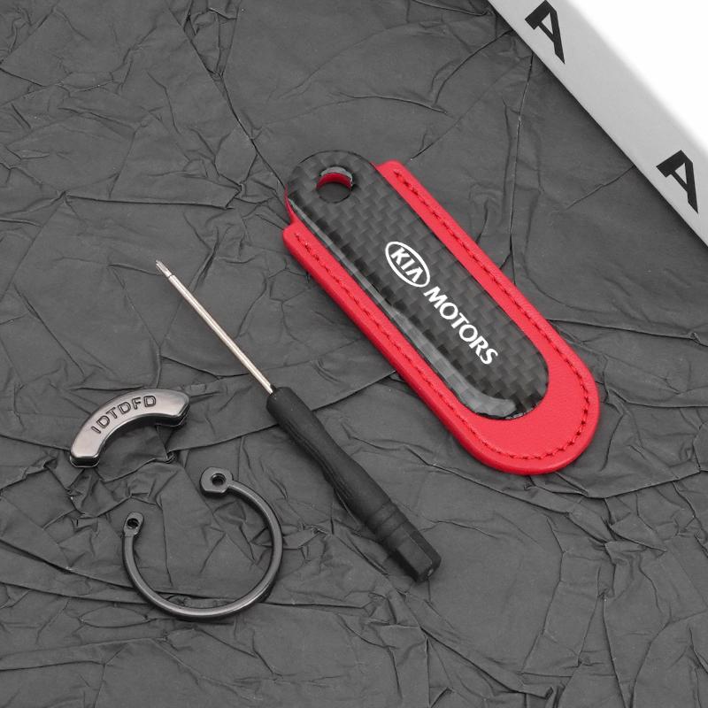 Carbon Fibre Keychain Creative Car Keyring Pendant For Kia Rio Ceed Sportage Cerato Soul Sorento Picanto Optima Accessories zqdtx40