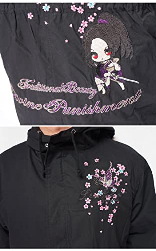 Battou Musume Karakuri Tamashii Japon Desenli Mod Ceket Erkek, Honoka ve Rin Chibi Karakterleri, Anime Tarzı, 214037-20 Siyah-L