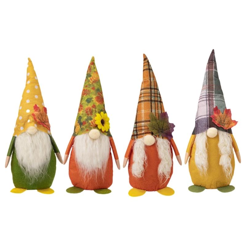 

4pcs Thanksgiving Tabletop Gnomes Figurines Thanksgiving Celebration Gnomes Display Pieces for Office or Dorm Decoration 1