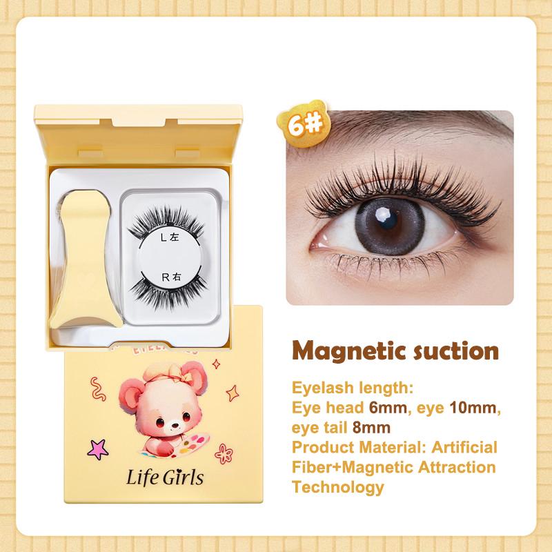 Magnetic Eyelashes Set 1 Pair Reusable No Glue Needed False Eyelashes With Magnetic Tweezers Curly Faux Lashes Makeup Tool