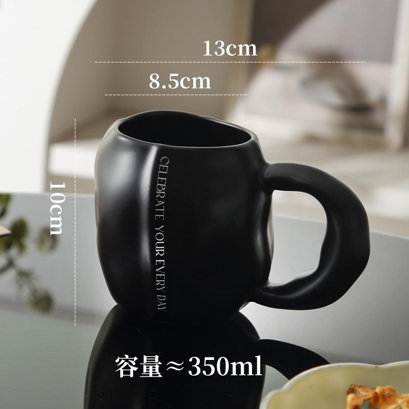 Nordic Matte Ceramic Mug Creative Hand-Squeezed Irregular Ceramic Cup Household Coffee Cup Breakfast Cup Milk Cup