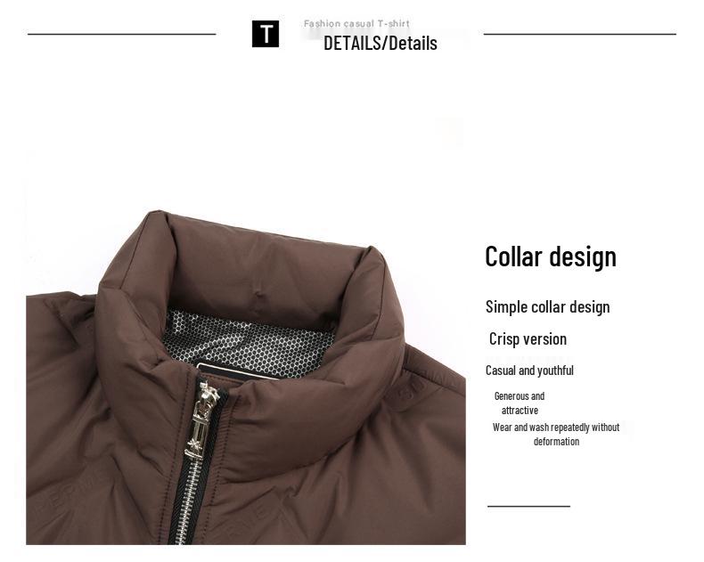 Pánská zimní péřová bunda se stojáčkem - Trendy, Univerzální, Ležérní krátká bílá kachní péřová bunda ve stylu pro táty