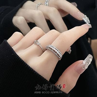 Niche Design Sense Light Luxury Inlaid Zircon Simple Fashion Cold Style High Sense Ring Woman