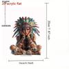 2D Flat, Colorful Indian Girl Acrylic Desktop Decoration, with Base, Suitable for Wall Decoration, Porch, Room, Villa, Accents Home, Hallway, or Workp