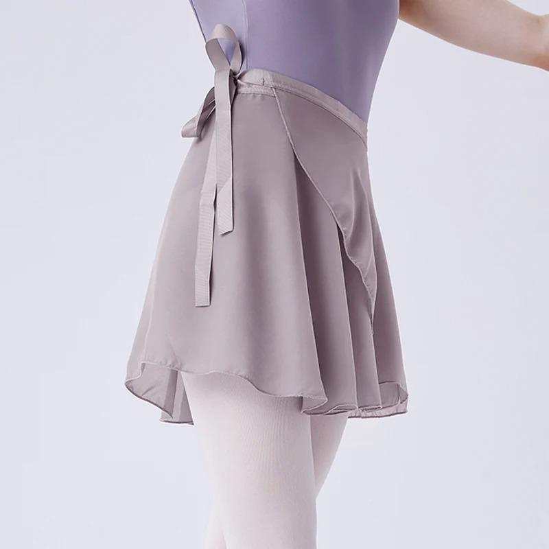 Ballet practice dress dance gauze skirt adult skirt tie up purple black white girls dance practice dress performance gauze skirt