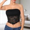 Women Floral Lace Sheer Strapless Tube Crop Top