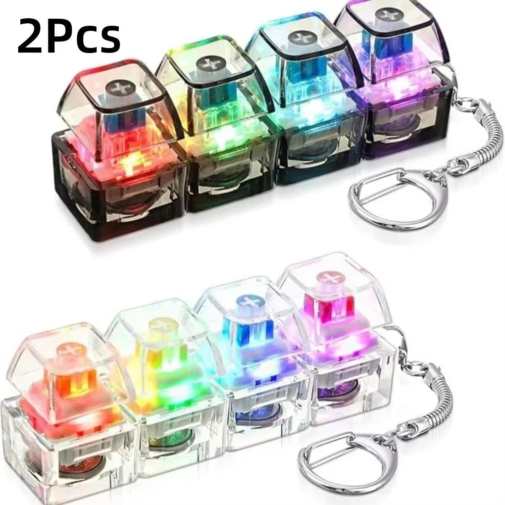 4-Knops Vingertop Toetsenbord Sleutelhanger RGB Toetsenbord Fidget Speelgoed met Verlichting voor Stressverlichting Decompressie Kalmerende Accessoires