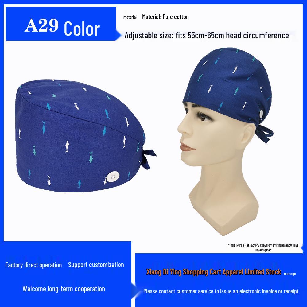 Pure Cotton Printed Surgical Cap for Nurses and Doctors