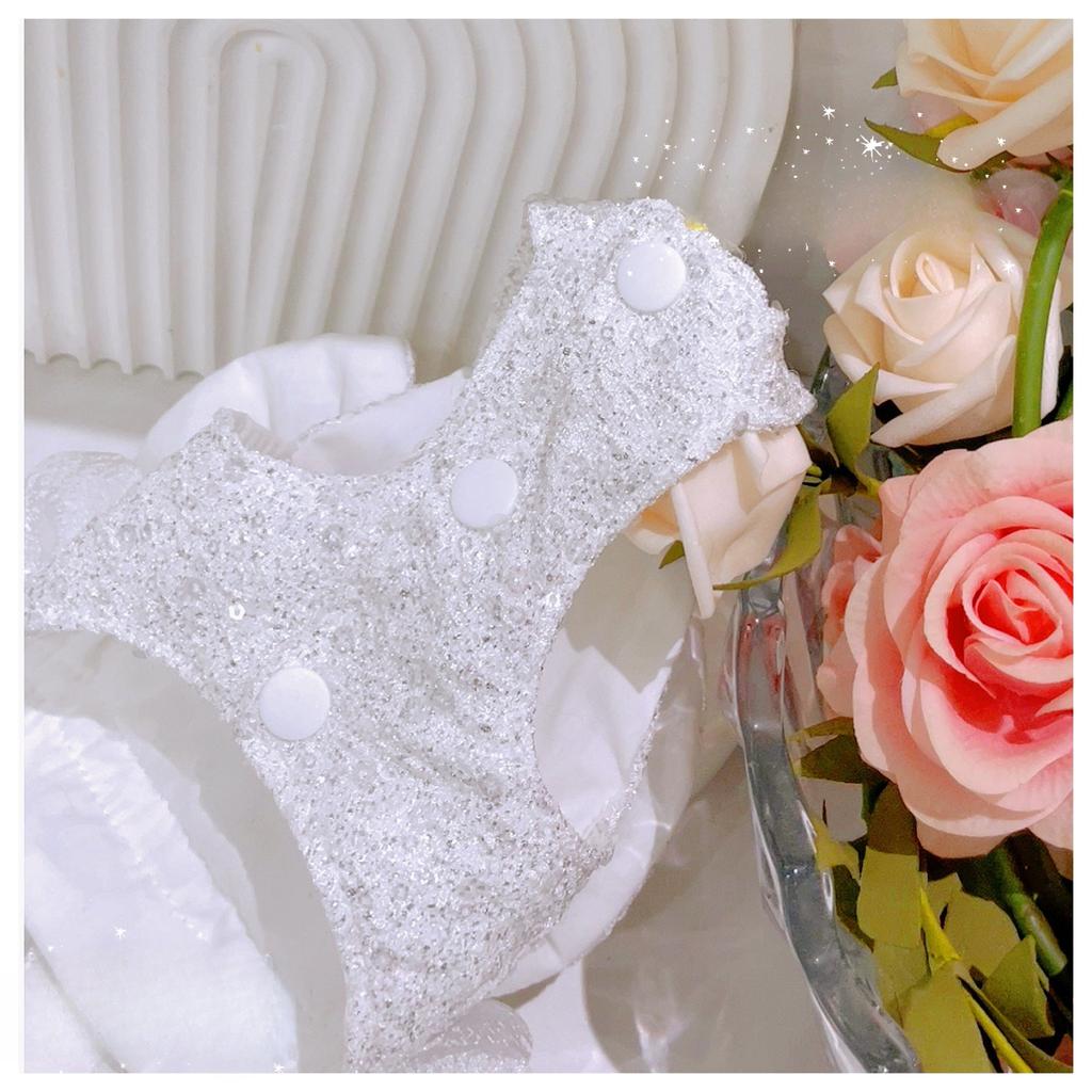 Pet Spring Princess Strap Bow Cake Skirt Yorkshire Strap Skirt Elastic Dress Glitter Dress Dog Dresses for Small Dogs
