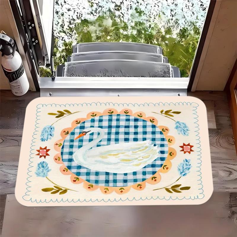 Cute Cat Pattern Door Mat Cartoon Animal Star Design Carpet Soft Non-Slip Entrance Rug Warm Cozy Home Decor Pet Lovers