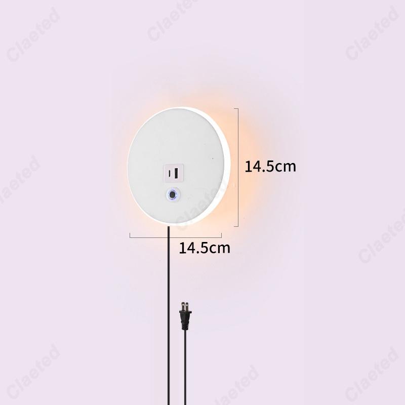 Simple LED Touch Dimming US Plug Wall Light USB Charging Port Bedroom Bedside Lamp Living Room Corridor Decorative Wall Light