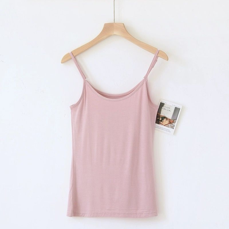 Top Regata de Verão Feminino Modal Fino Base Colete para Casa Simples Cor Sólida Interior Pode Ser Usado Fora Tamanho Grande XL cor-de-rosa