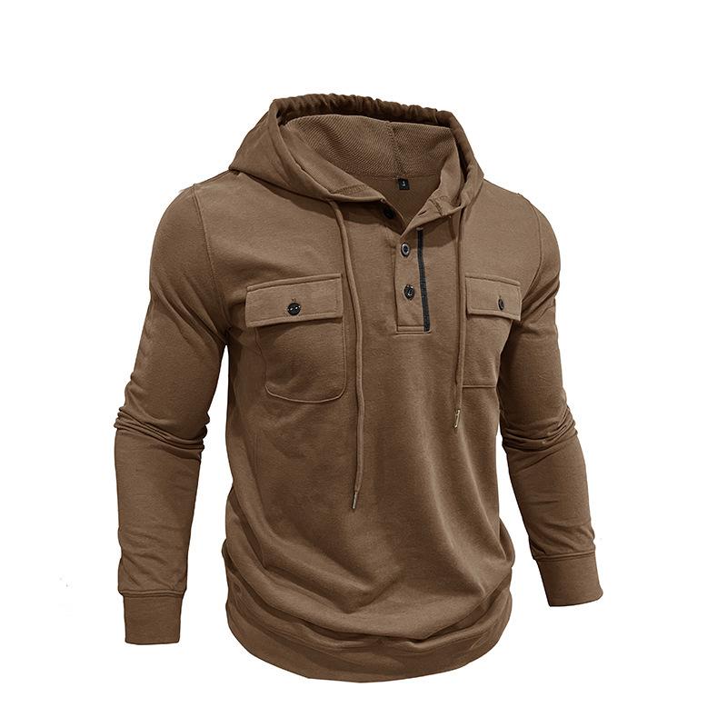 

2026 Autumn/Winter Men s Retro Hooded Sweatshirt - Long-Sleeve Sport Hoodie with Pocket US Size M кофейный