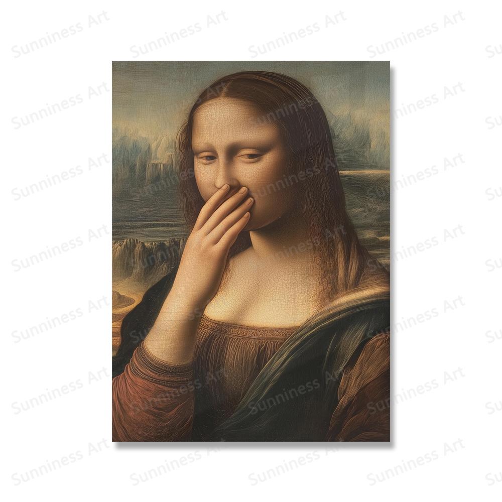 

Смешная ванная комната холст печать настенное искусство туалет юмор Мона Лиза портрет неприятный запах картина постер картина ванная комната украшение дома 30x40cm No Framed белый