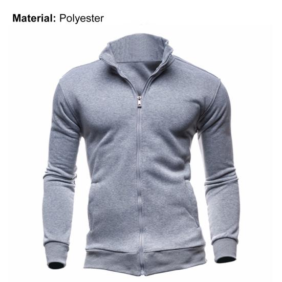 Men Coat Solid Color Slim Streetwear Zipper Ribbed Bottom Sweatshirt for Daily Wear