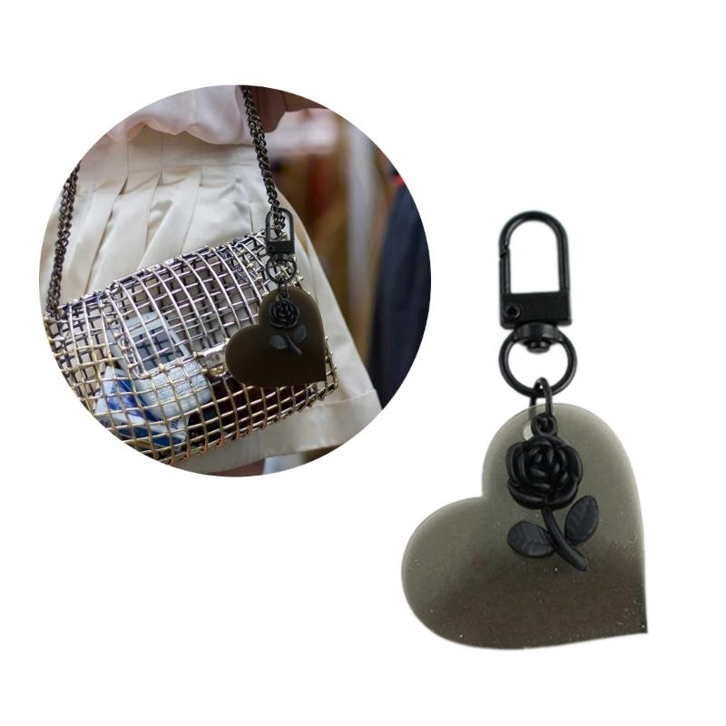 Heart Rose Keychain Car Decors Accessory Fashion Bag Pendant Unisex Key Holder Car Decorative Charm Suitable for Key Bag
