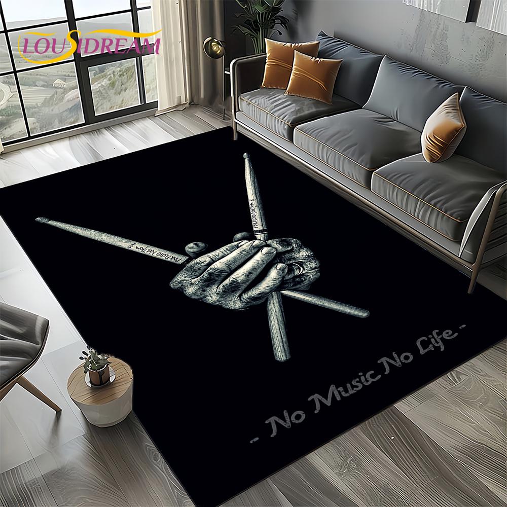 3D Cymbal DW Drum Kit Drum Set Music Instruments Carpet Rug for Living Room Bedroom Home Sofa Decoration,Kids Non-slip Floor Mat