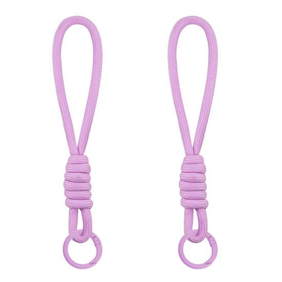 2Pcs Braided Rope Pendant Lightweight High-Elastic Keychain Holder with Reinforced Knot Design Macaron Color Mobile Phone Case Lanyard