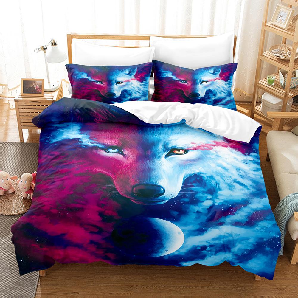 Animal Series To Customize 3D Wolf Digital Printing Quilt Cover Home Textile Three-Piece Set Customization