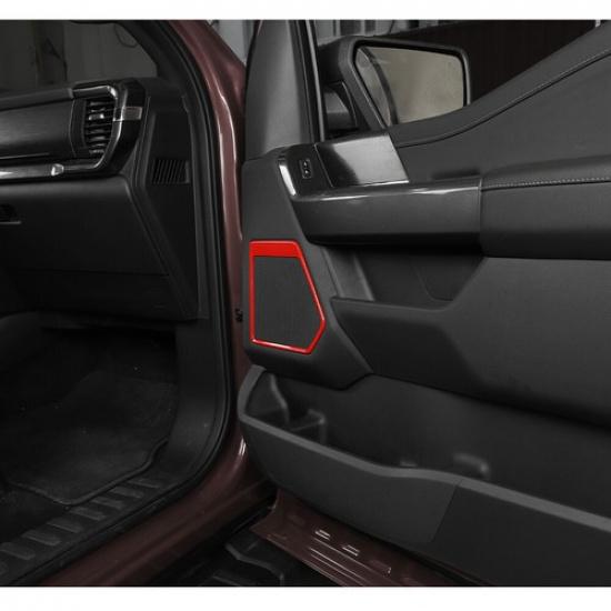 4Pc Red Door Speaker Horn Cover Trim For Ford F150 -24 Accessories Interior