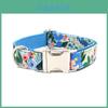 Pet Collar With Silver Buckle For Large Dogs Cotton Fabric Cute Summer Flower Pattern Nonadjustable