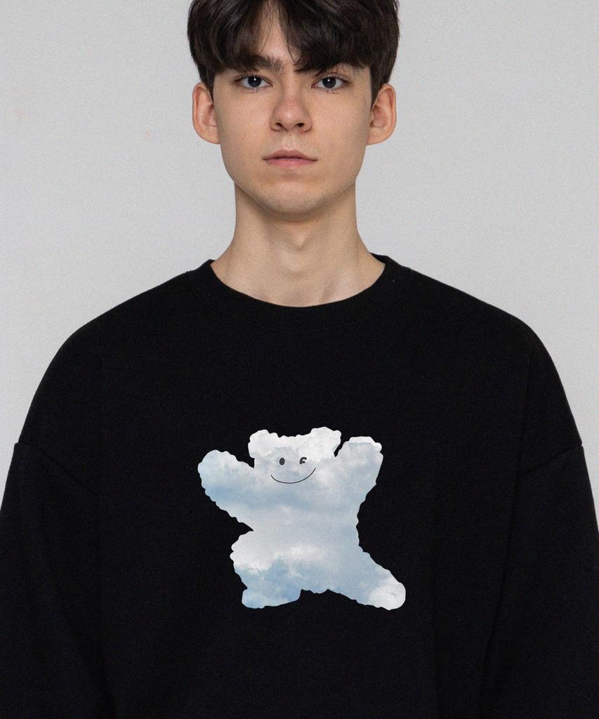 GRAVER [Unisex] Big Cloud Bear Smile Sweatshirt_Black