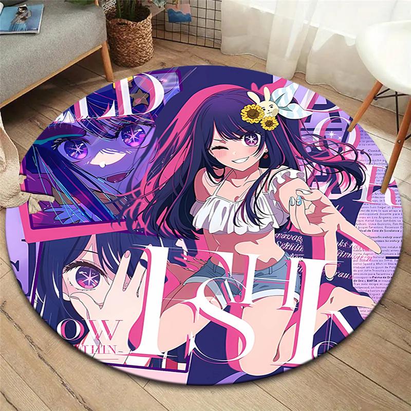 Oshi No Ko Round Area Rug,Carpet Rug for Living Room Bedroom Sofa Playroom Decor,Non-slip Floor Mat