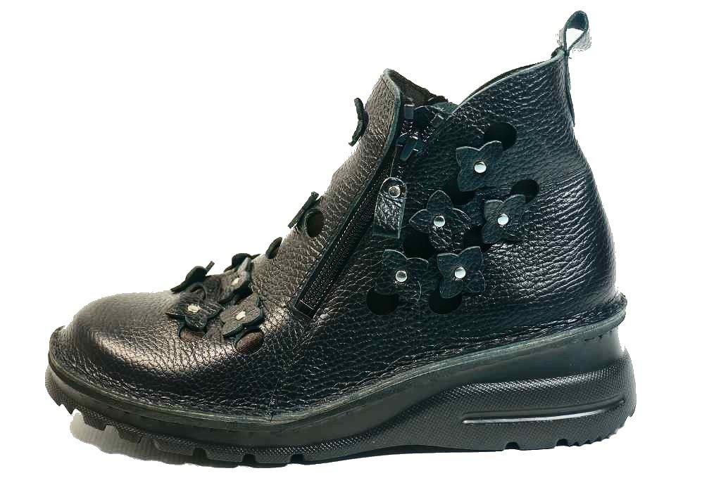 Spring Short Made In Zippered Genuine Leather [Yuriko Matsumoto] Boots, Boots, Japan, Corsage, Flower, Double-sided Boots, (black,